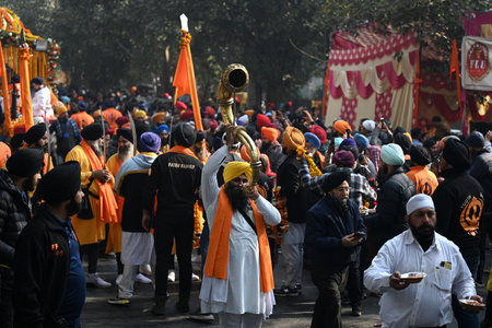 NEW DELHI, INDIA â€“ JANUARY 14: People participated in the Grand Nagar Kirtan Procession for...