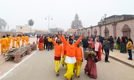 AYODHYA, INDIA - JANUARY 17:  The people of Ayodhya are excited ahead of the consecration ceremony of Shri Ram Janmbhoomi Temple  on January 17, 2024 in Ayodhya, India. The consecration ceremony of Ram Temple will be held in Ayodhya on January 22. The eveのeditorial素材