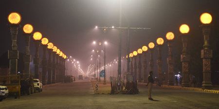 AYODHYA, INDIA - JANUARY 16: A view of Surya Stambh situated at Rampath  on January 16, 2024 in Ayodhya, India.  (Photo by Deepak Gupta/Hindustan Times)のeditorial素材