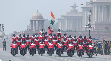 NEW DELHI, INDIA â€“ JANUARY 20: BSF CRPF, SSB 'Daredevils' women team during rehearsal for the...