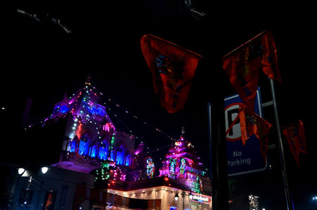 NEW DELHI, INDIA â JANUARY 21: A view of decorated Gauri Shankar temple Chandni Chowk, ahead of consecration of Ram temple at Ayodhya, on January 21, 2024 in New Delhi, India. (Photo by Salman Ali/Hindustan Times )のeditorial素材