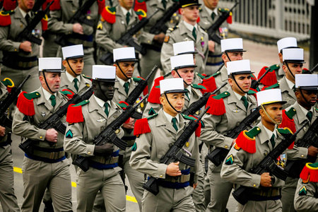 NEW DELHI, INDIA - JANUARY 23:  A Contingent of French Foreign Legion takes part in the Full Dress Rehearsals for the Republic Day Parade 2024, at Kartavya Path  on January 23, 2024 in New Delhi, India.  (Photo by Raj K Raj/Hindustan Times)のeditorial素材