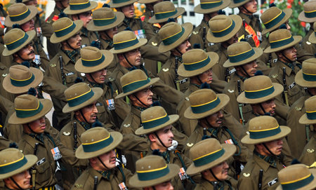 NEW DELHI, INDIA --- JANUARY 26: A contingent of the Kumaon Regiment marches past the saluting Base...