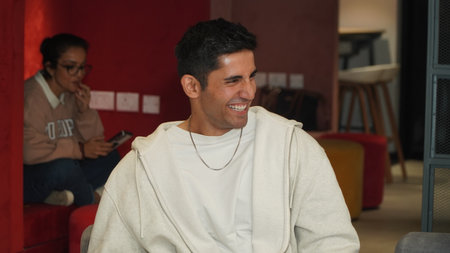 NEW DELHI, INDIA -FEBRUARY 2: (EDITORS NOTE: This is an exclusive image of Hindustan Times) Bollywood actor Varun Sood during an exclusive interview with HT City for the promotion of upcoming thriller series -Karmma Calling-, on February 2, 2024 in New Deのeditorial素材