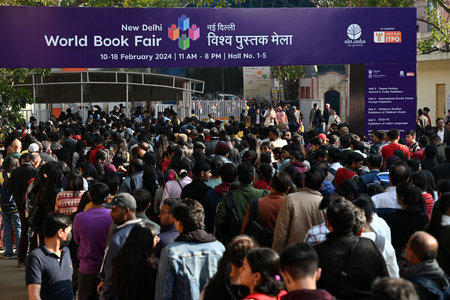 NEW DELHI, INDIA -FEBRUARY 17: People in large numbers visit the World Book fair on weekend at...