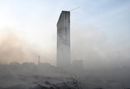 NOIDA, INDIA - MARCH 26: A fire that broke out at a vacant plot in Sector 32 on Monday evening...