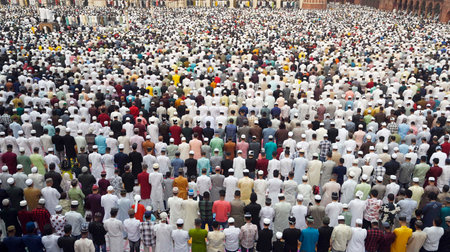 NEW DELHI, INDIA - APRIL 11:  People from the Muslim community offers prayer (Namaz) on the occasion...