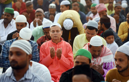 GURUGRAM, INDIA - APRIL 11:  People from the Muslim community offers Namaz on the occasion of...