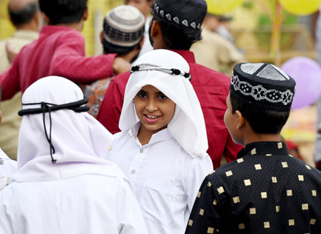 NOIDA, INDIA - APRIL 11:  Muslims offer prayers (namaz) on the occasion of Eid-Ul-Fitr at the Sector 8 Jama Masjid on April 11, 2024 in Noida, India.  Muslims around the world are getting into the festive Eid spirit as the holy month of Ramadan concludes.のeditorial素材