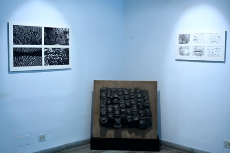 KOLKATA, INDIA - JANUARY 8:  Installation view of 57th Annual Exhibition 2024 at Birla Academy of Art & Culture  on January 8, 2024 in Kolkata, India.  (Photo by Samir Jana/Hindustan Times)のeditorial素材