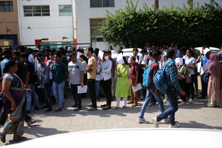 NEW DELHI, INDIA â€“ MAY 21: Students arrive to appear for the first slot of Common University...