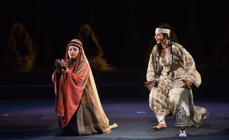 NEW DELHI, INDIA â€“ APRIL 26: Artists perform in â€˜Laila Majnunâ€™ play presented by...