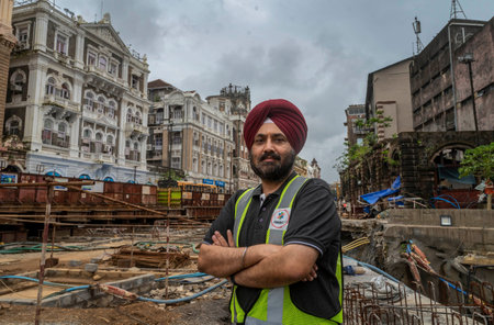 MUMBAI, INDIA - JULY 12: Project Manager Palwinder Singh,  poses during construction of Hutatma...