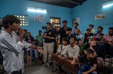 MUMBAI, INDIA - JULY 15: Bollywood singer Badshah visited the Dharavi Dream Project and launched a state-of-the-art recording studio for the children of the Dharavi project and spent some time with them, on July 15, 2023 in Mumbai, India. The Dharavi Dreaのeditorial素材