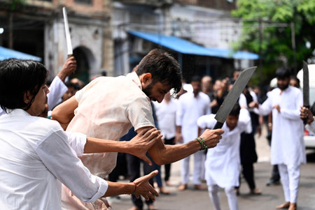 LUCKNOW, INDIA - JULY 29: Shia muslim people are performing 'Churi ka Matam' during the Muharram...