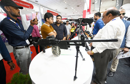 NEW DELHI, INDIA - JULY 26: Visitors at the 8th International Police Expo, 4th Drone International...