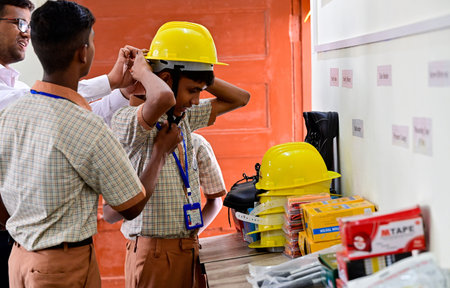 MUMBAI, INDIA - JULY 15: On occasion of World Skill Day, students from various BMC schools learn the...