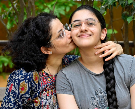 MUMBAI INDIA JUNE 2 2023 SSC topper Poorva Londhe celebrates with her family after the SSC Board Exam results were announced at Andheri on June 2 2023 in Mumbai India This year a total of 15 29 096 students appeared for the Maharashtra SSC exam and of theのeditorial素材