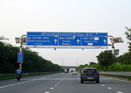 GREATER NOIDA, INDIA - AUGUST 1: A view of Agra-Greater Noida Yamuna expressway on August 1, 2023 in...