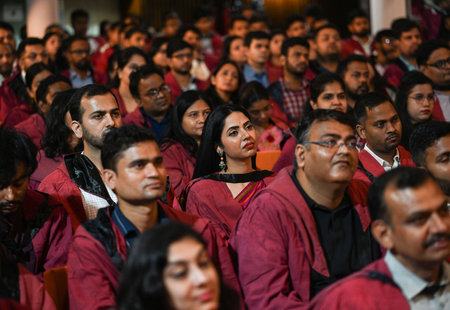 NEW DELHI, INDIA â AUGUST 12: Students participate during 54th Convocation of Indian Institute Of Technology Delhi (IIT Delhi) on August 12, 2023 in New Delhi, India. (Photo by Sanchit Khanna/Hindustan Times)のeditorial素材
