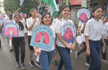 MUMBAI, INDIA â€“ AUGUST 12: On occasion of World Organ Day, people participate in Walkathon...