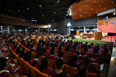 NEW DELHI, INDIA â AUGUST 12: Students participate during 54th Convocation of Indian Institute Of Technology Delhi (IIT Delhi) on August 12, 2023 in New Delhi, India. (Photo by Sanchit Khanna/Hindustan Times)のeditorial素材