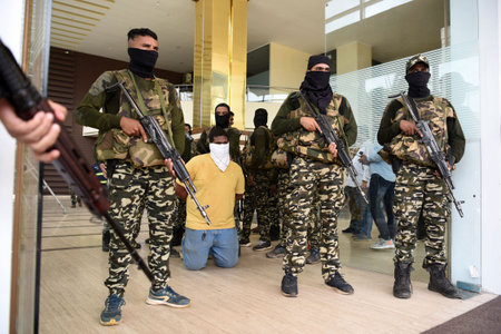 NAVI MUMBAI, INDIA â€“ AUGUST 12: Police force ambas performed mock drill keeping in mind the...