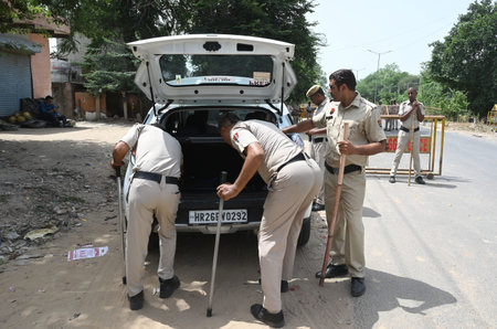 GURUGRAM, INDIA â€“ AUGUST 28: Heavy Police personnel deployed in Raipur due to  Brij Mandal...
