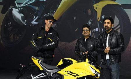GURUGRAM, INDIA - AUGUST 29: Hrithik Roshan, Bollywood actor and brand ambassador of the Hero Moto...