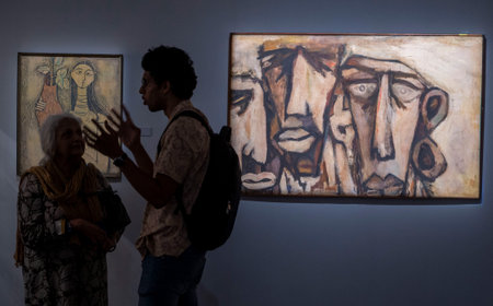 MUMBAI INDIA JUNE 13 2023 Exhibition of selected works of art from the famed Air India collection Maharaja s Treasure at National Gallery of Modern Art Fort on June 13 2023 in Mumbai India Photo by Satish Bate Hindustan Timesのeditorial素材