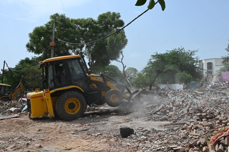 NEW DELHI INDIA JUNE 16 2023 A demolition drive carried out by the National Disaster Response Force...