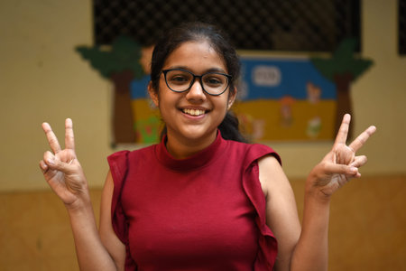 NAVI MUMBAI INDIA MAY 14 2023 Stuti Saurabh Shah with 99 4% is the topper of North Point School celebrates after the ICSE 10th exam results were declared at Koparkhairane on May 14 2023 in Navi Mumbai India Photo by Bachchan Kumar Hindustan Timesのeditorial素材