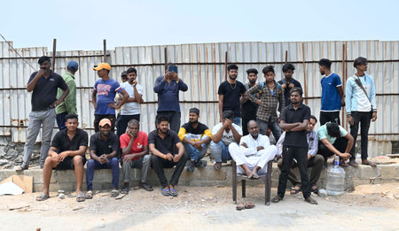 MUMBAI INDIA APRIL 7 2023 After NGT ruling Balaji Tirupati studios at Madh Marve were pulled down by authorities on April 7 2023 in Mumbai India Civic officials said the five studios declared unauthorized will be pulled down On Friday while two studios weのeditorial素材