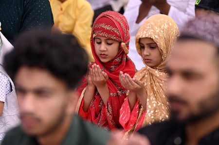 LUCKNOW INDIA APRIL 21 2023 People offering Alvida Namaj at Asifi Masjid of Bara Imambara on April 21 2023 in Lucknow India Photo by Deepak Gupta Hindustan Timesのeditorial素材