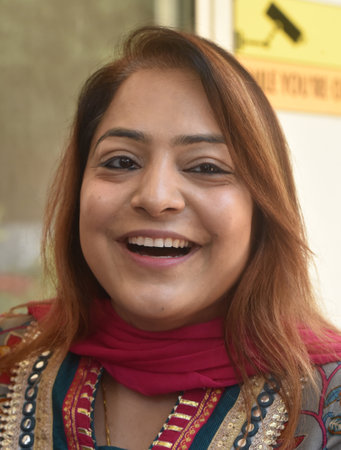 NEW DELHI INDIA APRIL 22 2023 MCD Mayor Dr Shelly Oberoi after addressing a press conference at AAP HQ Rouse Avenue on April 22 2023 in New Delhi India Shelly Oberoi said multiplicative factors have been reduced for various categories including propertiesのeditorial素材