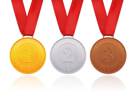 Gold, silver and bronze medals isolated on white background.のイラスト素材