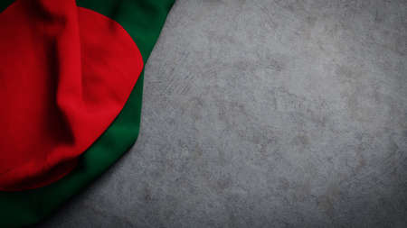 Flag of Bangladesh on concrete backdrop. Bangladesh flag background with copy spaceの写真素材