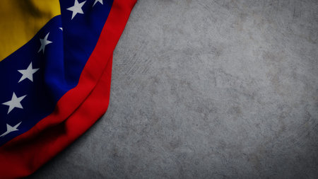 Flag of Venezuela on concrete backdrop. Venezuelan flag background with copy space