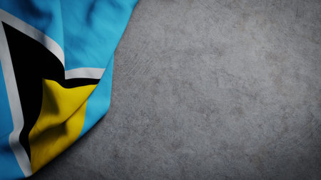 Flag of Saint Lucia on concrete backdrop. Saint Lucia flag background with copy space