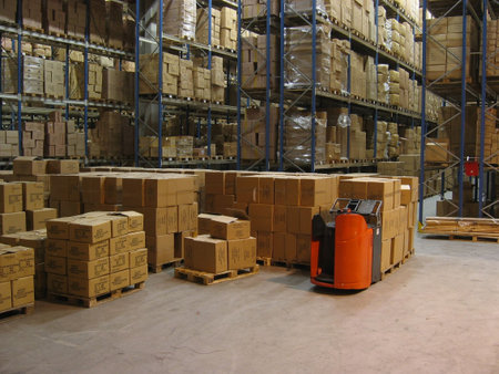 Inside a warehouse