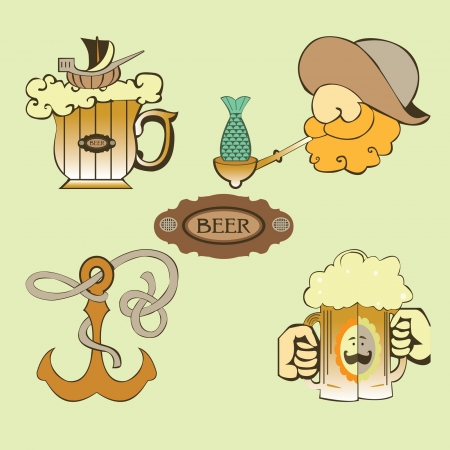 Set of symbolical images of on the topic of beer  のイラスト素材
