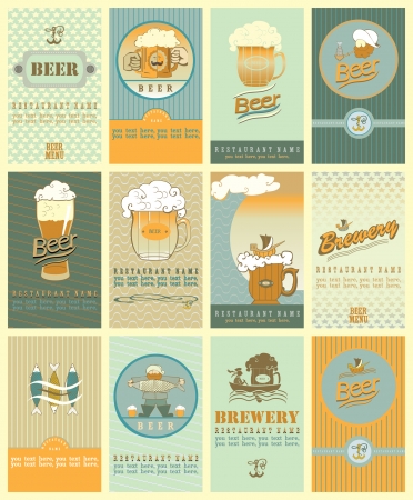 Set  contains the images of design elements for beerâs labels のイラスト素材