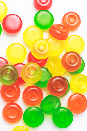 Candy on white background. Green, red, yellow, orangeの写真素材