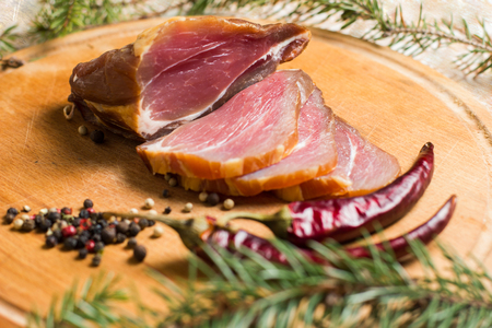smoked ham with pepperの写真素材