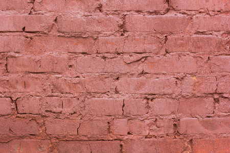 Red old worn brick wall texture background. Vintage effect.の写真素材