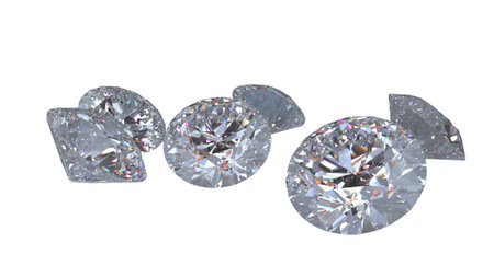 Diamonds isolated on white 3D rendering model. isolated. renderの写真素材