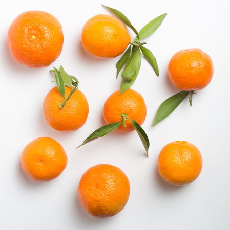 Mandarin. White Background. Flat lay. isolated
