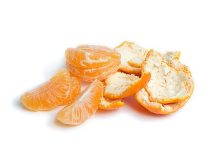 tangerine or mandarin fruit isolated on white background cutout. Clipping Pathの写真素材