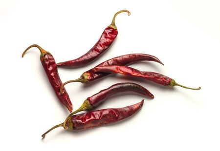 dried Chilly papper on white background. red podsの写真素材