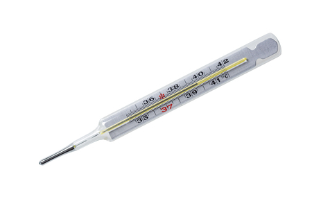Clinical mercury thermometer. Isolated on white background with clipping path.の写真素材